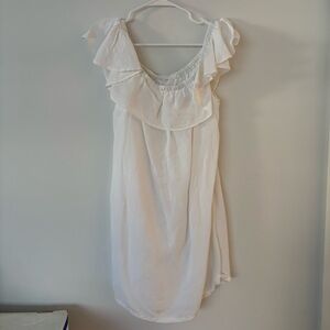 tommy bahama white ruffle short sleeve multi layer swimsuit cover up dress🤍